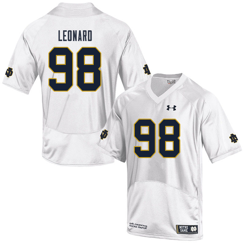 Men's NCAA Notre Dame Fighting Irish #98 Harrison Leonard Stitched College Under Armour Authentic White Football Jersey AK10L11JR